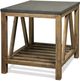 Riverside Furniture Weatherford Bluestone Rectangle Side Table with Reclaimed Natural Pine Base-1