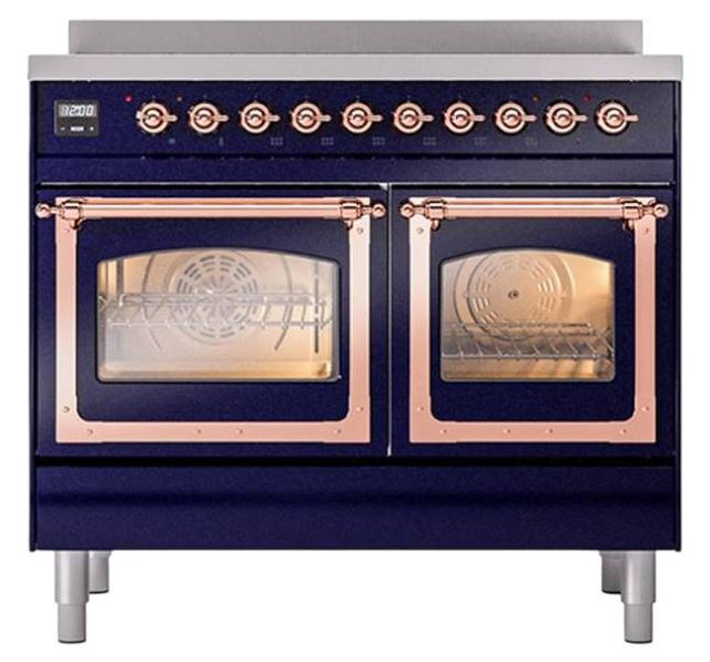 Ilve® Nostalgie II Noblesse 40'' Midnight Blue Pro Style Induction Range with Copper Trim-1