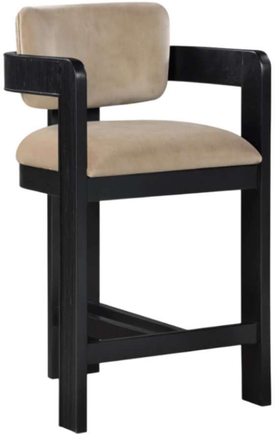 Meridian Furniture Sacha Beige/Black Velvet Upholstered Counter Stool-0