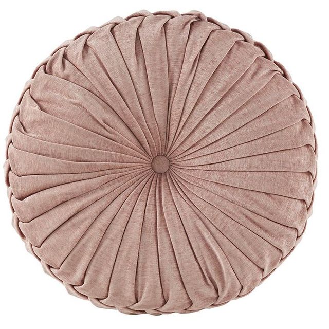 Olliix by Intelligent Design Loretta Blush 22" Diameter x 6" Poly Chenille Round Floor Pillow Cushion-0