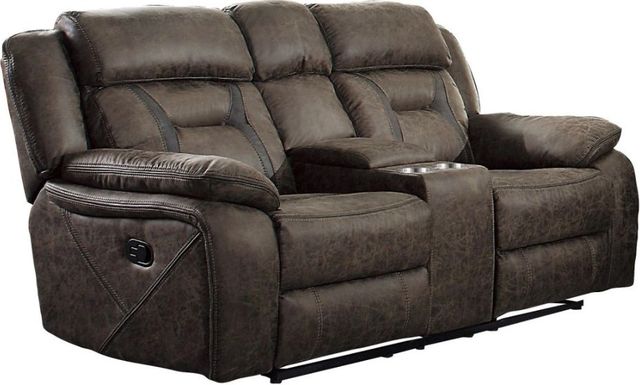 Homelegance® Madrona Dark Brown Double Manual Reclining Loveseat with Center Console-0