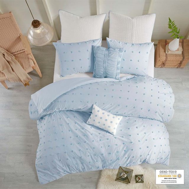 Olliix by Urban Habitat Blue Twin/Twin XL Brooklyn Cotton Jacquard Duvet Cover Set-1