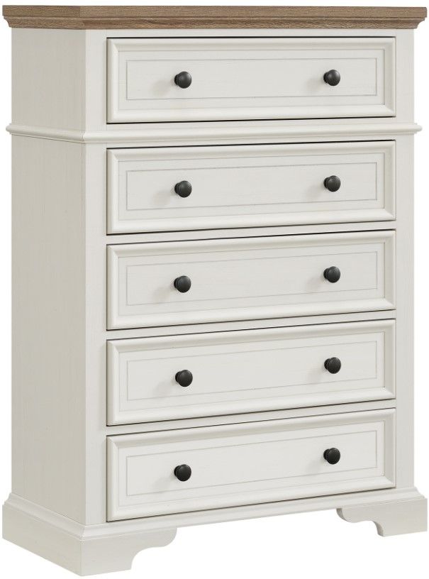 Elements International Eastwood Youth Brown/White 5-Drawer Chest-0