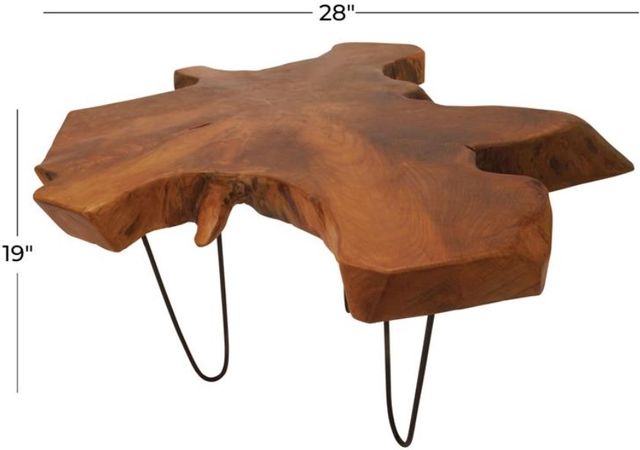 Deco Marche Brown Live Edge Top Coffee Table with Black Metal Hairpin Legs-1