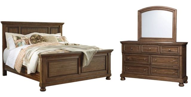 Signature Design by Ashley® Flynnter 3-Piece Medium Brown California King Panel Bed Set-0