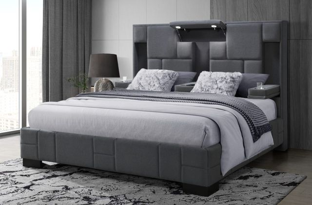 Global Furniture USA Oscar Dark Gray 8 King Panel Bed No Wood Trim-2