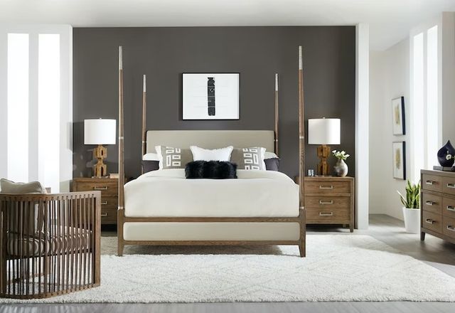 Hooker® Furniture Chapman Samantha Taupe/Sorrel Queen Poster Bed-1