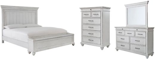 Benchcraft® Kanwyn 4-Piece Whitewash Queen Panel Bed Set-0