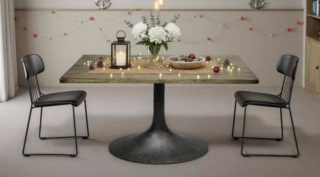 Nest Home Collections Megan Antique Natural Dining Table with Iron Base-1