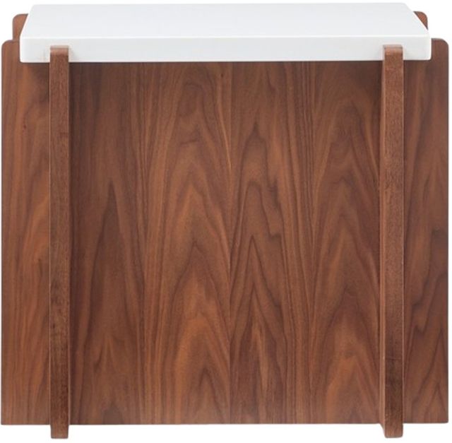 Flexsteel® Lincoln White End Table with Walnut Base-4
