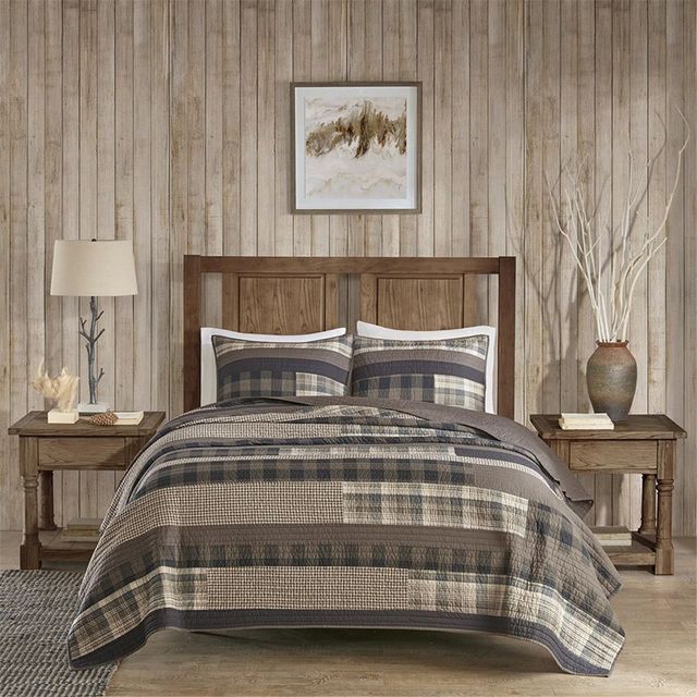 Olliix by Woolrich Taupe King/California King Winter Plains Quilt Mini Set-0