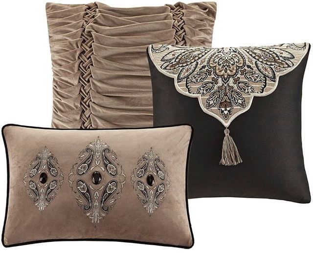Olliix by Madison Park Signature Grandover Taupe King Jacquard Comforter Set-3