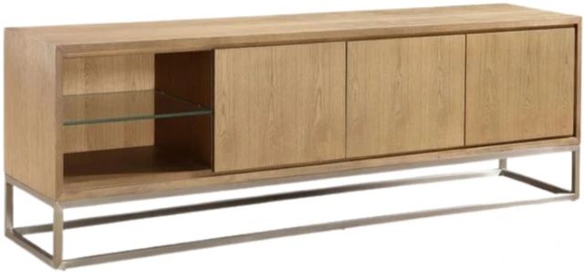 Modus Furniture One Bisque/Brushed Stainless Steel 84" TV Console-0