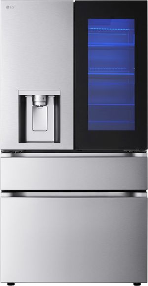 Front view of the LG 36 in. 28.6 Cu. Ft. PrintProof™ MyColor™ Stainless Steel French Door Refrigerator