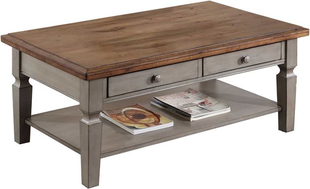 Winners Only® Barnwell Brown Top Coffee Table with Gray Base-0