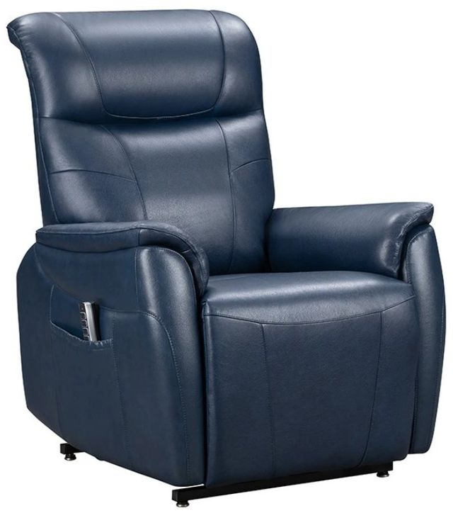BarcaLounger® Leighton Marco Navy Blue Leather Power Lift Recliner-0
