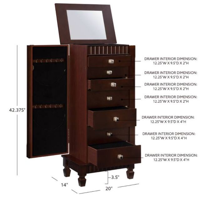 Powell® Merlot 7-Drawer Jewelry Armoire-1