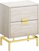 Monarch Specialties Inc. Beige Marble 24"H Two Drawers Accent Table with Gold Metal Base-0