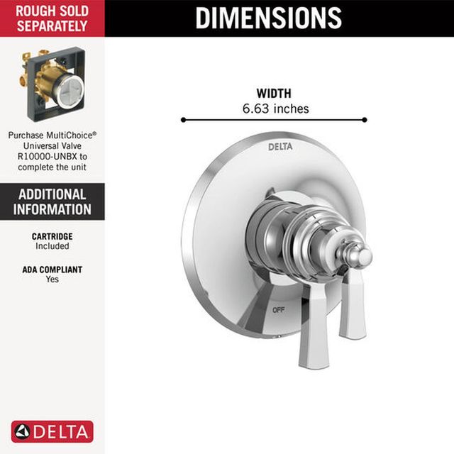 Delta Dorval® TempAssure® 17T Series Chrome Valve Trim Only-1