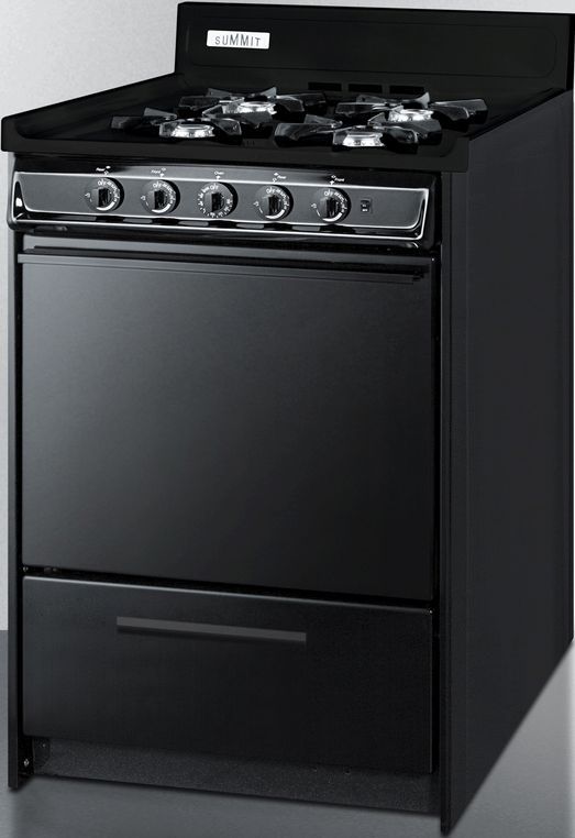 Summit® 24" Black Open Burner Freestanding Gas Range-1