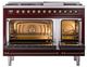 Ilve® Nostalgie II Noblesse 48'' Burgundy Pro Style Dual Fuel Range with Burnished Trim-2