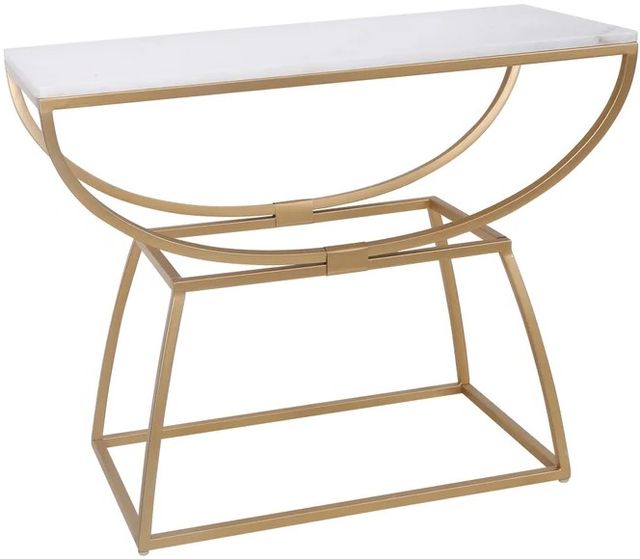 StyleCraft Norman Wyatt Gold/White Eliptical Console Table-0