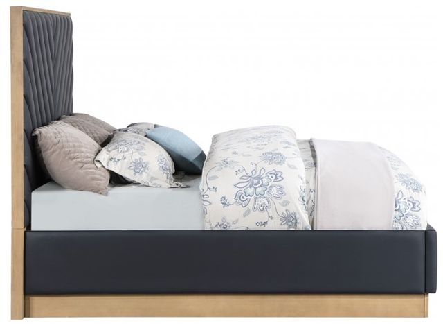 Meridian Furniture Casa Black Vegan Leather Queen Upholstered Panel Bed-2
