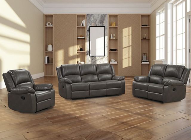 Furniture of America® Letha Gray Manual Reclining Sofa-2