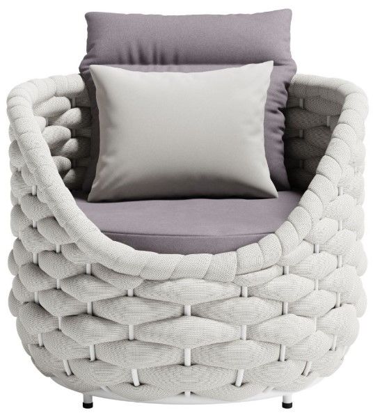 Zuo® Modern Coral Reef Gray/White Outdoor Aluminum/Olefin Accent Chair-2