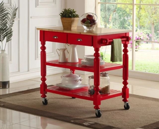 Bernards Payson Red Kitchen Cart-1
