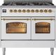 Ilve® Nostalgie II 40" White Pro Style Dual Fuel Range with Brass Trim-0