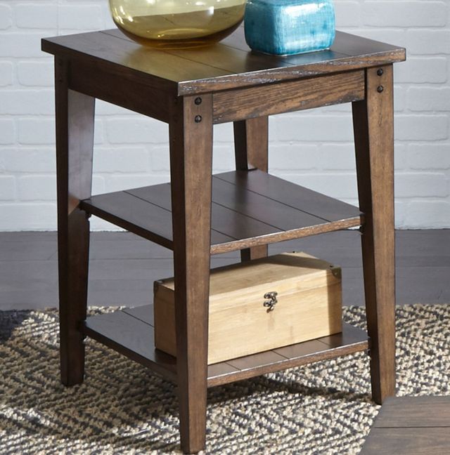 Liberty Furniture Lake House Rustic Brown Oak Tiered Table-1