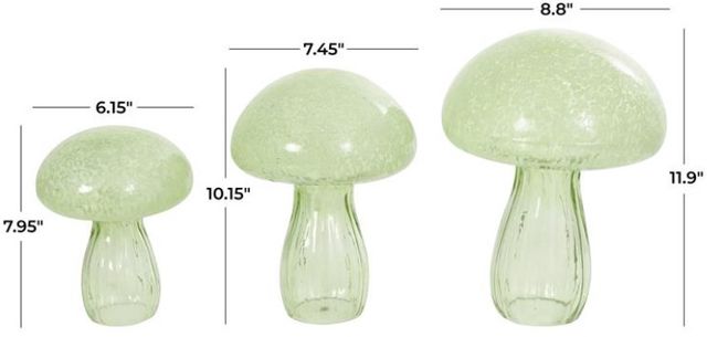 Deco Marche 3-Piece Green Mushroom Textured Sculpture-1