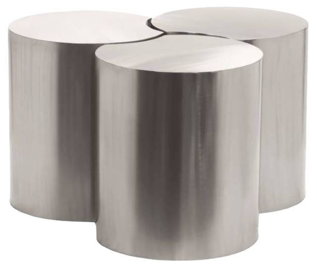 Meridian Furniture Dimple 3-Piece Silver 18" Modular Nesting Coffee Table Set-0