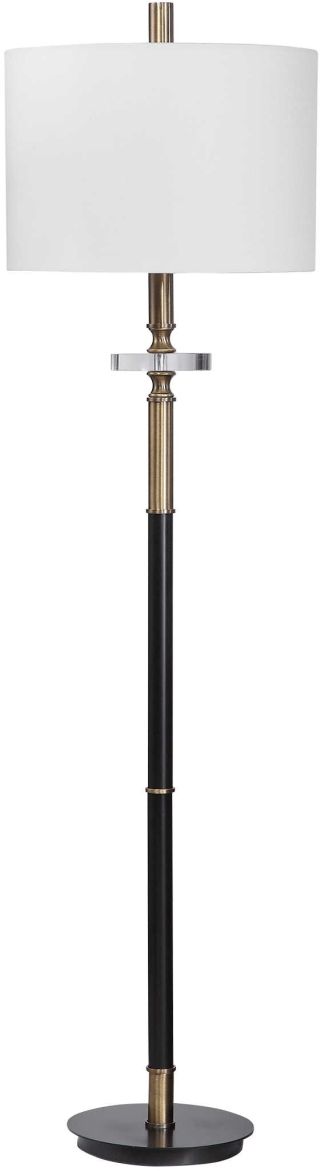 Uttermost® Maud Aged Black/Antique Brass Floor Lamp-3