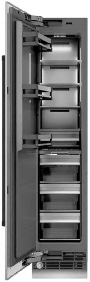 ZLINE Autograph Edition 18 in. 8.6 Cu. Ft. Left Hinge Column Freezer in Stainless Steel with Graphite Gray Interior and Matte Black Accents-1