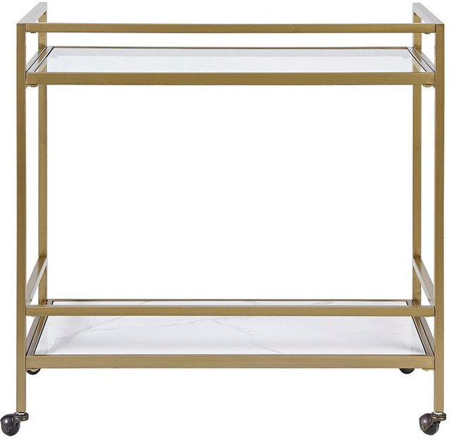 Olliix by Martha Stewart Antique Gold Lionel Two Tier Bar Cart on Wheels-1