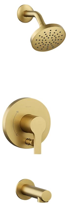 KOHLER® Elate® Rite-Temp® Vibrant Brushed Moderne Brass 2.5 GPM Bath and Shower Trim Kit with Push-Button Diverter-0
