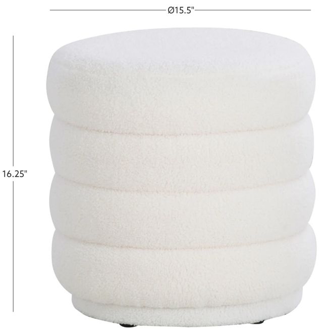 Linon Kathy White Sherpa Round Ottoman-2