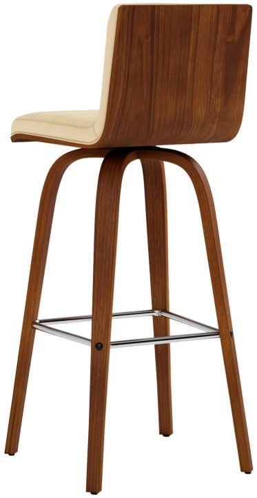 Armen Living Vienna 2-Piece Cream/Walnut Swivel Barstool Set-4
