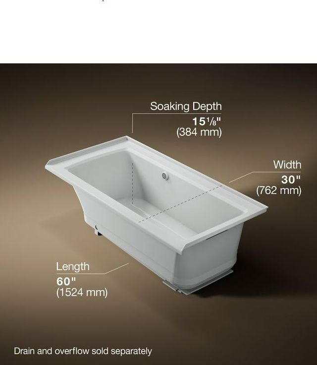 KOHLER® Archer® Ice Gray 60" x 30" Alcove Heated BubbleMassage™ Air Bath - Right Drain-3
