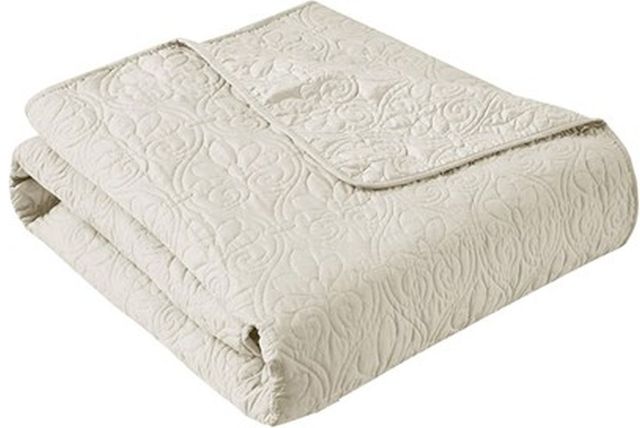 Olliix by Madison Park Quebec Ivory Oversized Quilted Throw-0