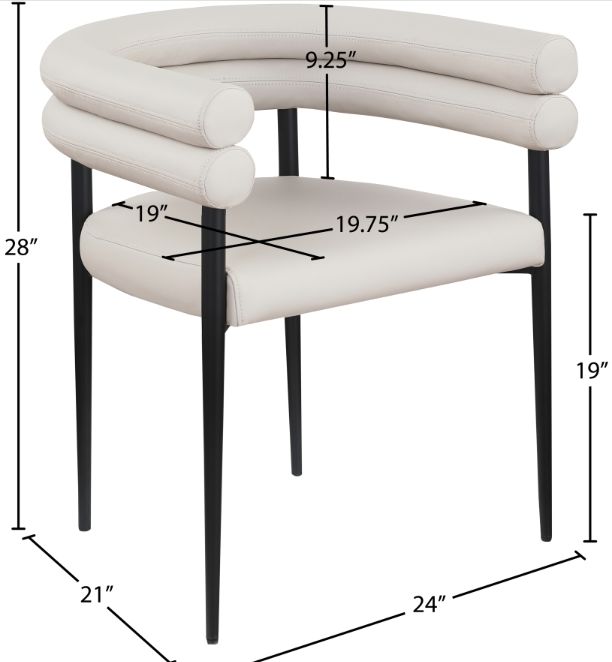 Meridian Furniture Lavina Taupe/Black Leather Upholstered Dining Chair-2