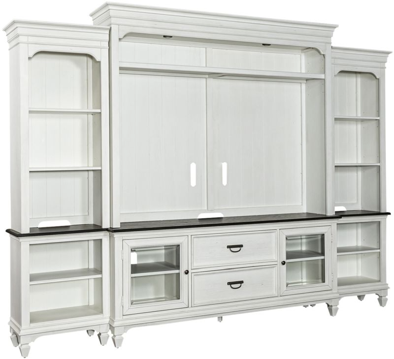 Liberty Furniture Allyson Park Charcoal/Wirebrushed White Entertainment Center with Piers