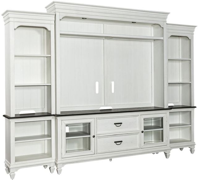 Liberty Furniture Allyson Park Charcoal/Wirebrushed White Entertainment Center with Piers-0
