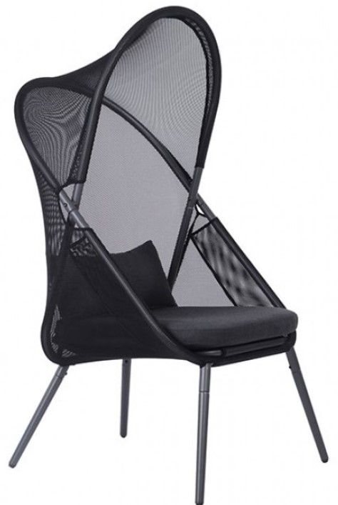 Furniture of America® Alverta 2-Piece Black Fabric/Metal Outdoor Foldable Chair Set-1