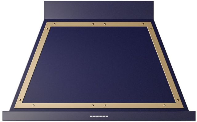 Ilve® Nostalgie II Noblesse 40" Midnight Blue Wall Mounted Range Hood with Brass Trim-0