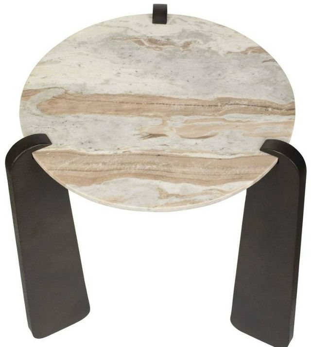 Uttermost® Talud Brown/Gray/White Side Table with Dark Bronze Legs-3