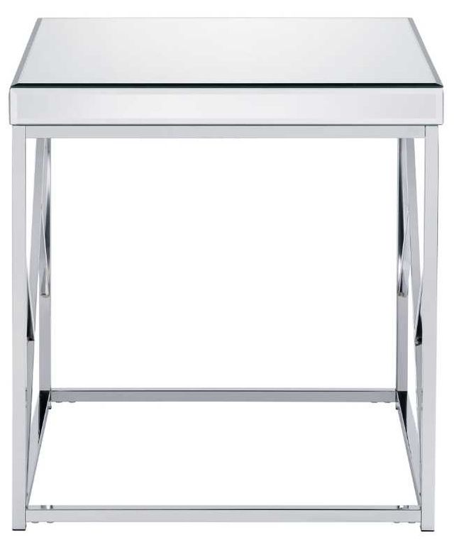 Steve Silver Co. Evelyn Glass Top End Table with Chrome Base-1
