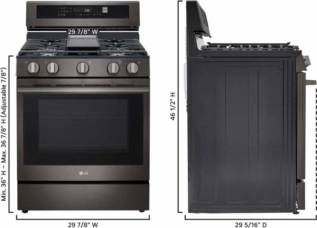 LG 30" Black Stainless Freestanding Gas Range with Probake Convection®, Air Fry, and EasyClean®-2